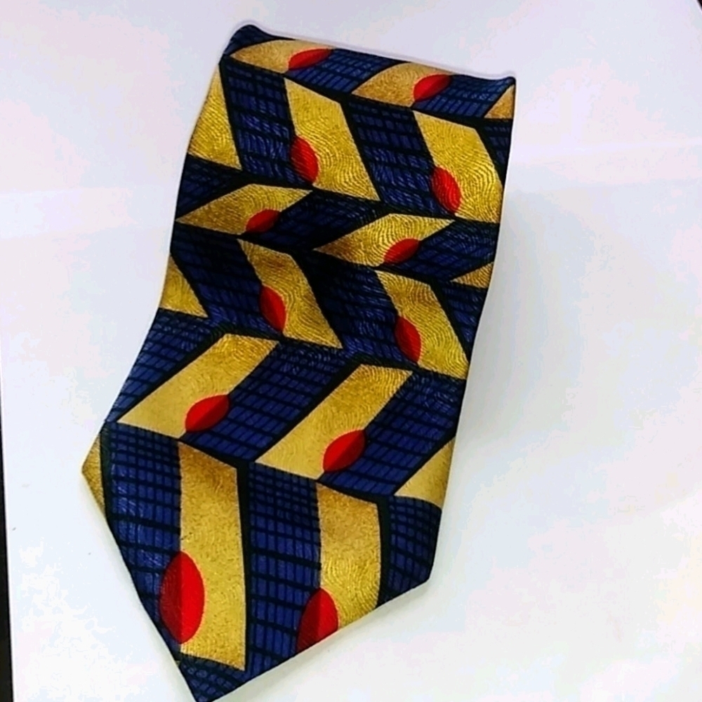 Givenchy Monsieur 100% Silk Blue, Red and Yellow Necktie USA